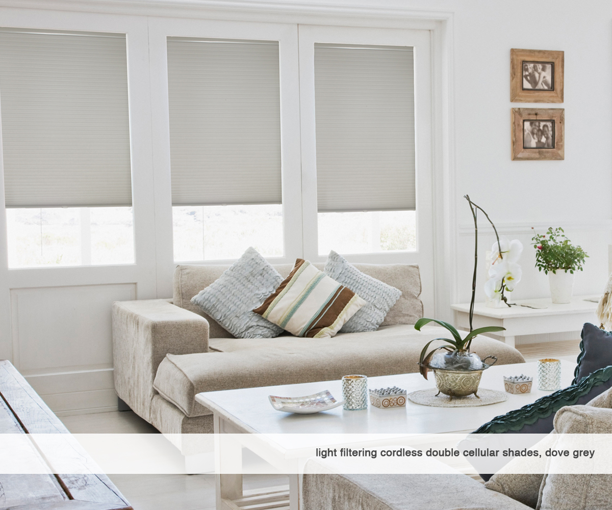 Cordless Double Cellular Shades, Light Filtering